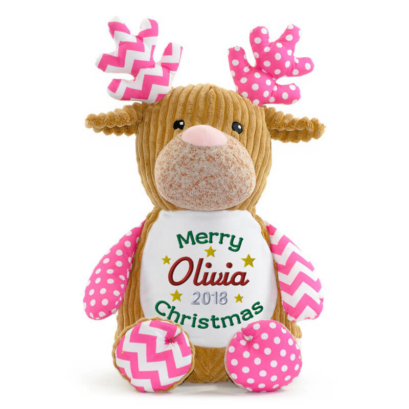 personalised christmas reindeer teddy